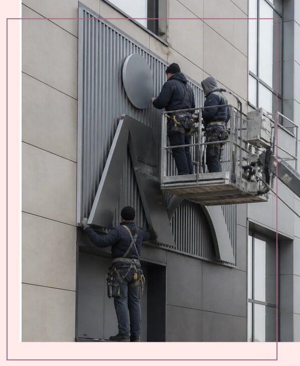 Изготовление и монтаж рекламы на фасаде здания в Курганинске