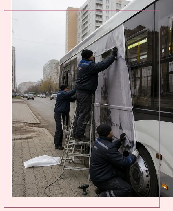 Изготовление и монтаж рекламы на автобусах в Курганинске
